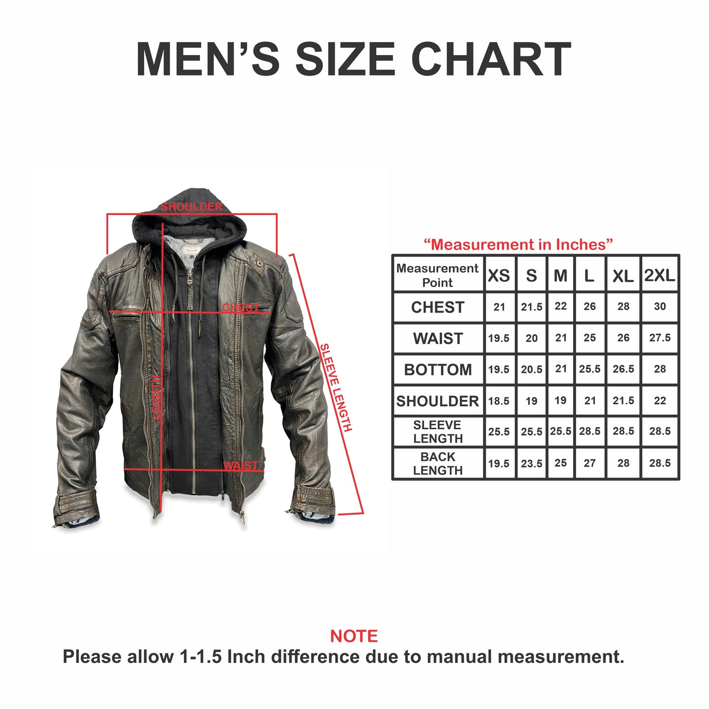 Hooded Real Leather Rubbed Finish Duel Layer Jacket