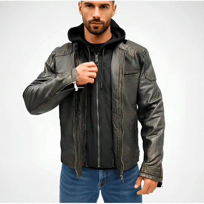 Black Lamb Veg Rub Off zip jacket with sleek design, unique textured finish, two pockets, and smooth zip closure for versatile, elegant wear