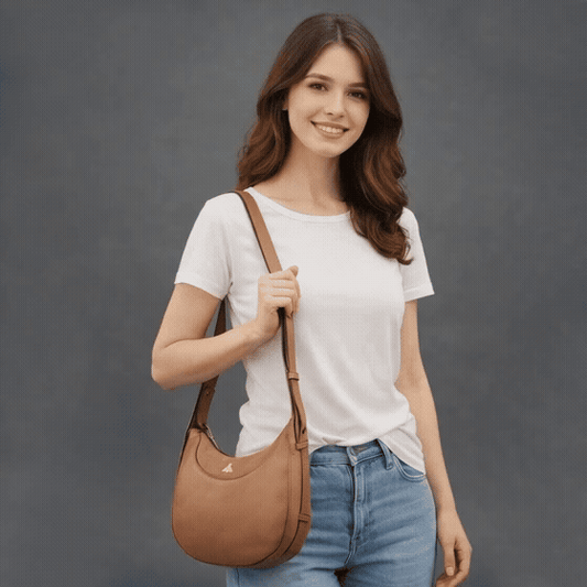 Leather Loop Designer Bag for Women – Real Cowhide Handbag, Everyday Tote