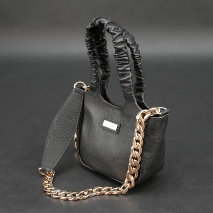 Black sheep croco leather bag with straps and pockets.