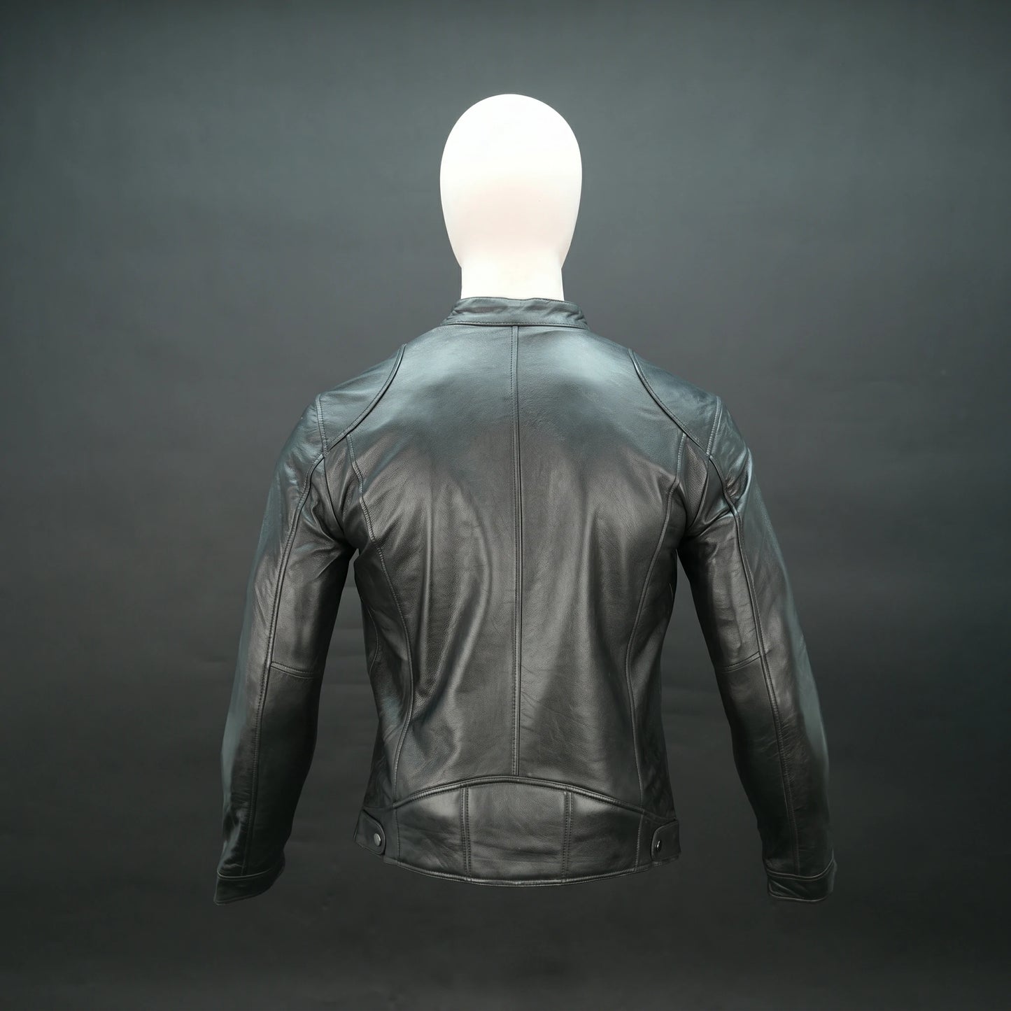 Men's Black Genuine Leather Bomber Jacket - Zip-Up Mandarin Collar Moto Jacket #Desiderio #LeatherJacket #BomberJacket #MensFashion #MotoJacket