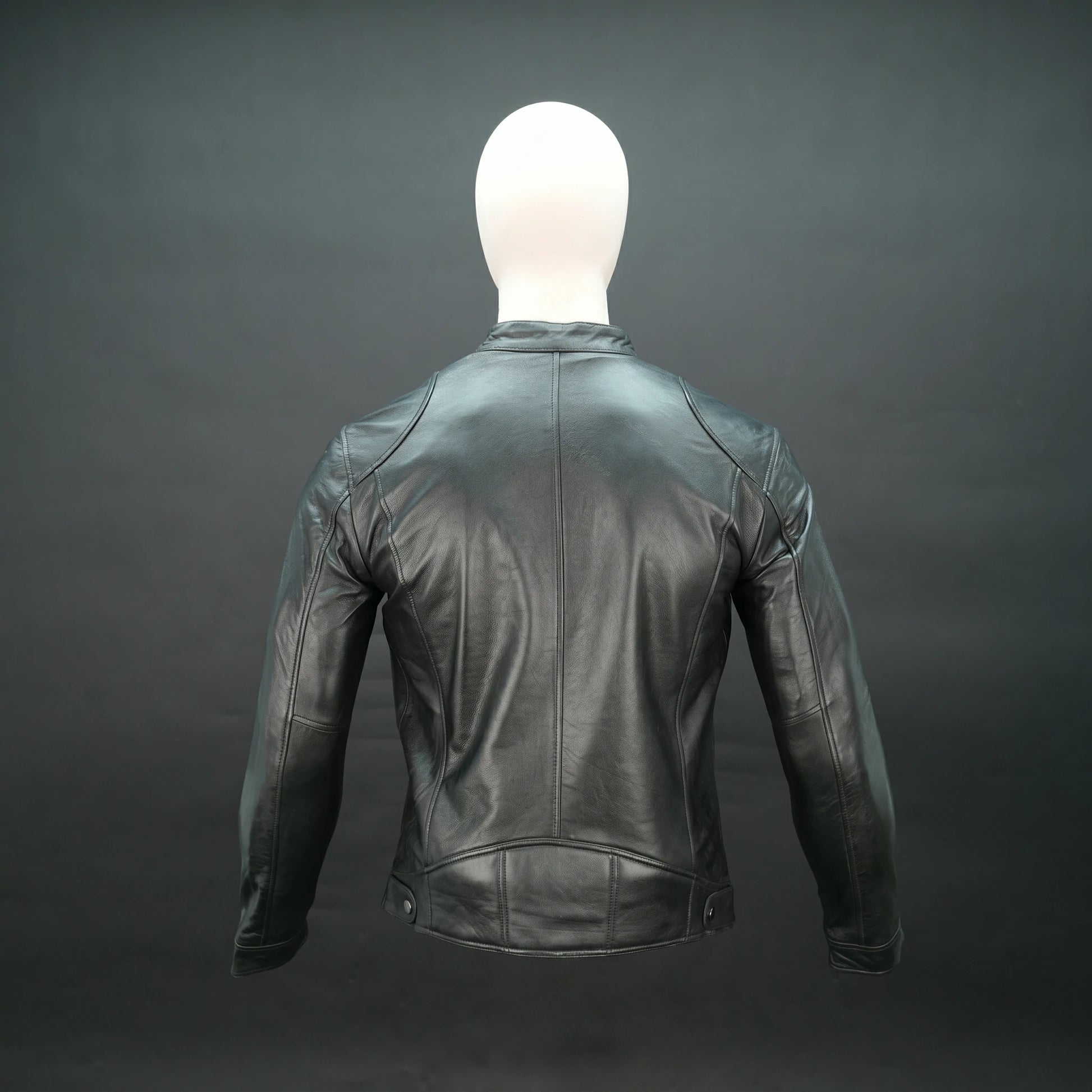 Men's Black Genuine Leather Bomber Jacket - Zip-Up Mandarin Collar Moto Jacket #Desiderio #LeatherJacket #BomberJacket #MensFashion #MotoJacket