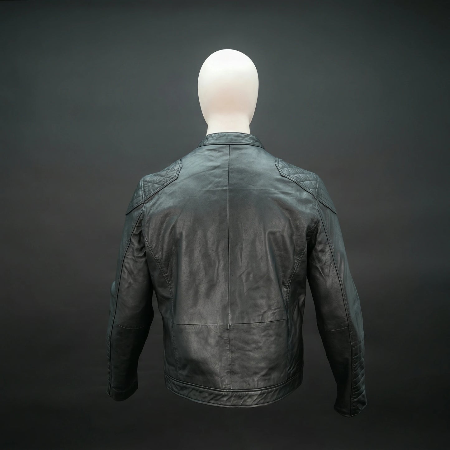 Men's Black Leather Biker Jacket - Quilted Shoulder Zip-Up Moto Jacket
#Desiderio #BikerJacket #LeatherJacket #MotoJacket #MensFashion