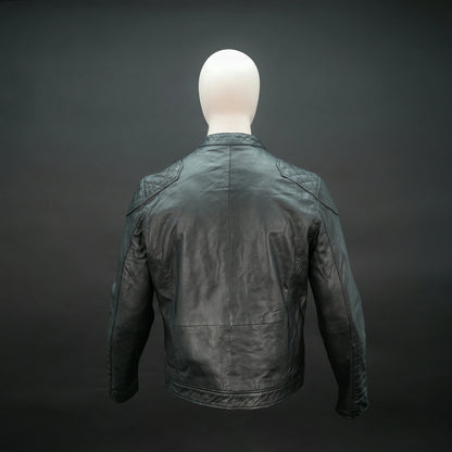 Men's Black Leather Biker Jacket - Quilted Shoulder Zip-Up Moto Jacket
#Desiderio #BikerJacket #LeatherJacket #MotoJacket #MensFashion