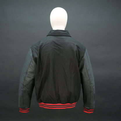 Mens Black Varsity Jacket with Leather - Button Up Letterman Jacket
#Desiderio #VarsityJacket #LettermanJacket #MensJacket #LeatherJacket