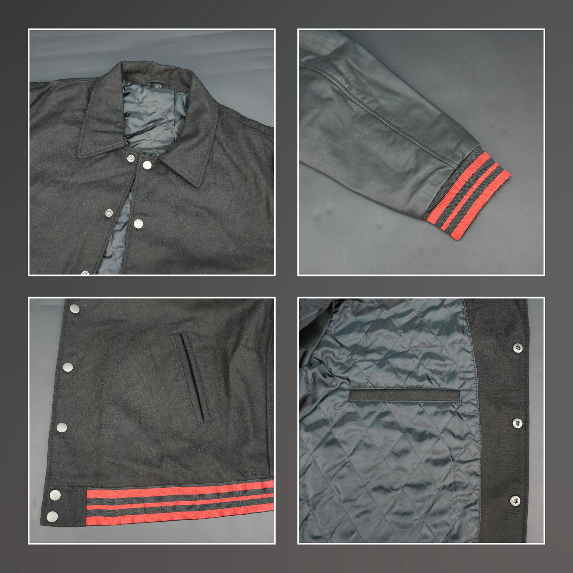 Mens Black Varsity Jacket with Leather - Button Up Letterman Jacket
#Desiderio #VarsityJacket #LettermanJacket #MensJacket #LeatherJacket