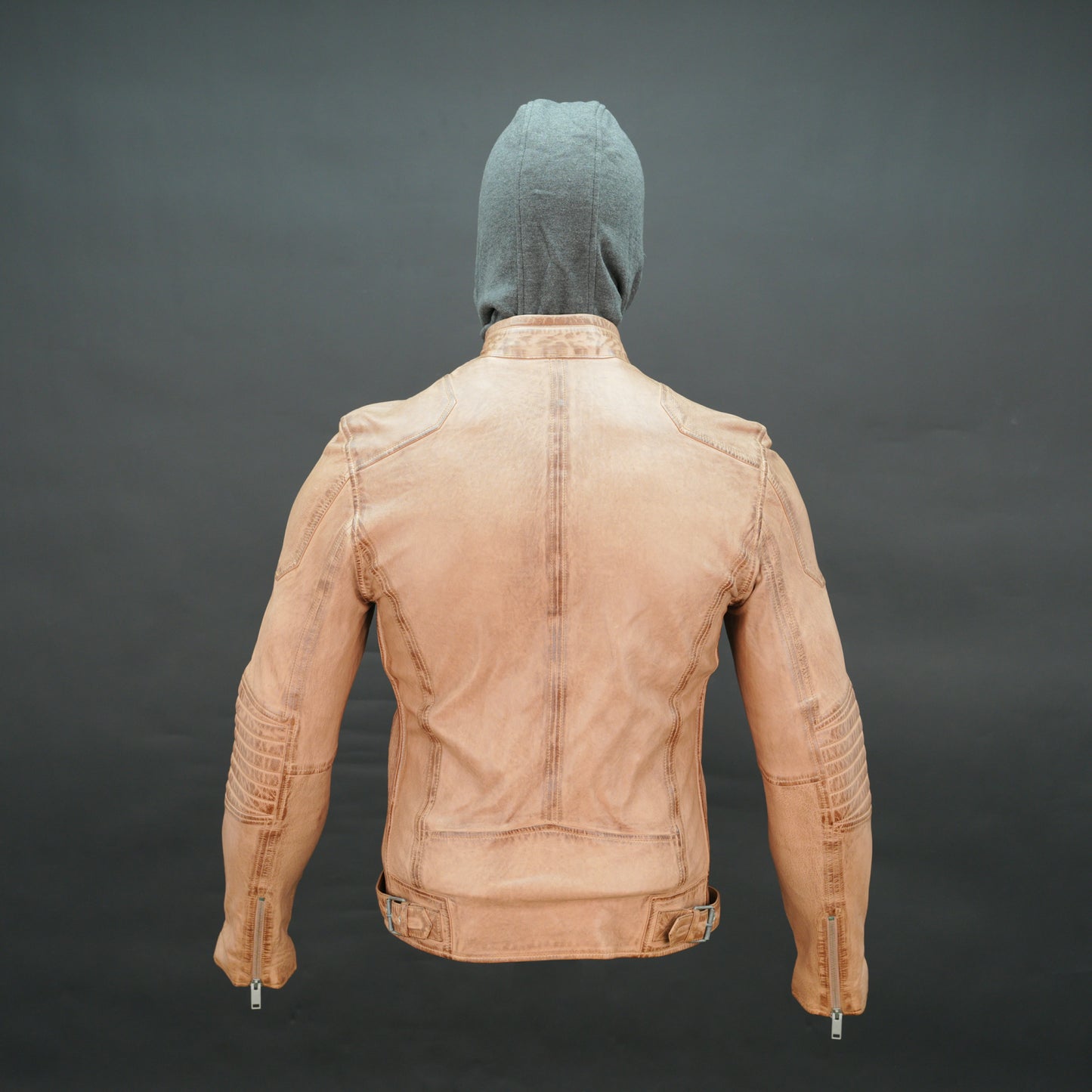 Men's Camel Leather Hooded Biker Jacket - Zip-Up Moto Jacket
#Desiderio #LeatherJacket #BikerJacket #MotoJacket #MensFashion