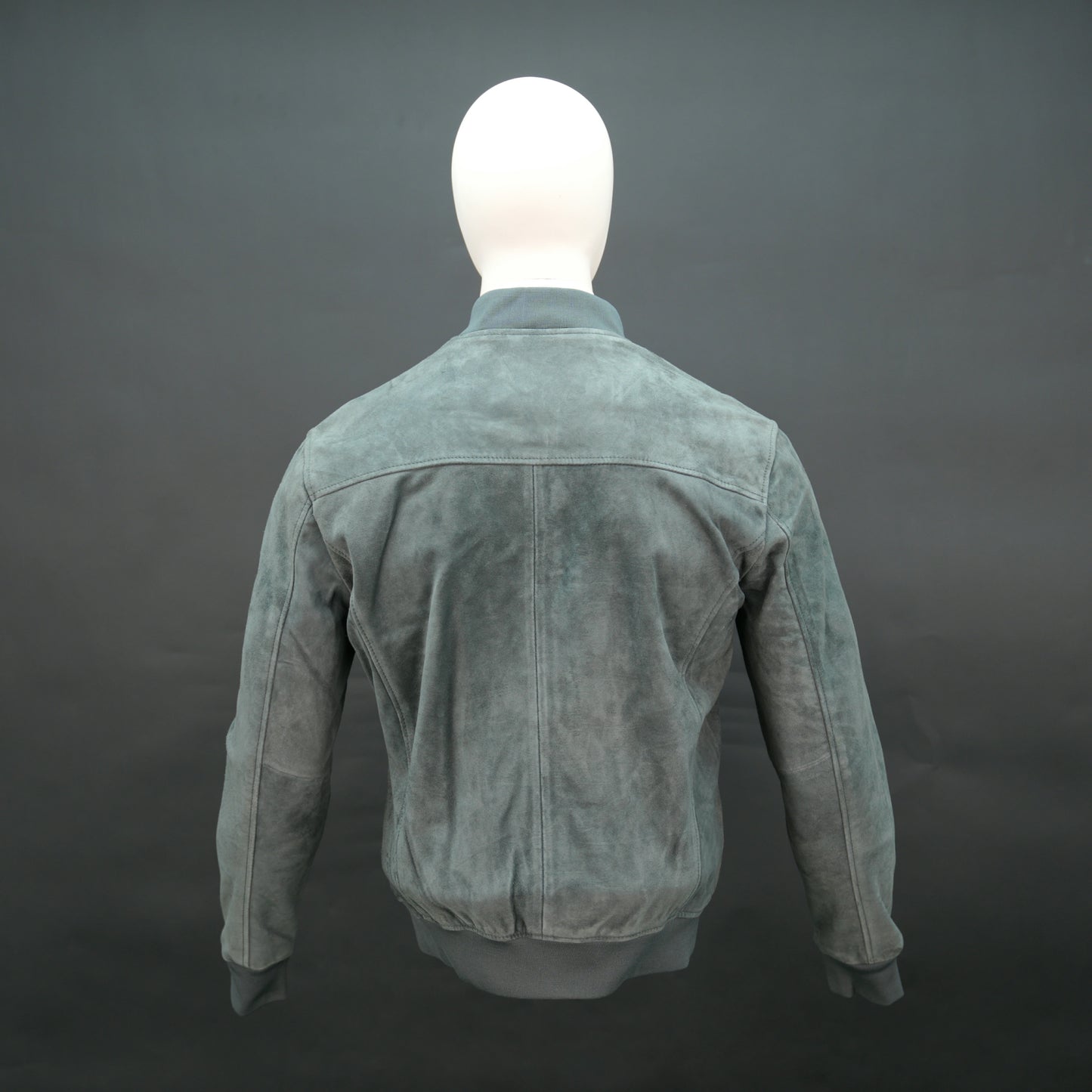 Men's suede jacket with ribbed cuffs and front zip closure