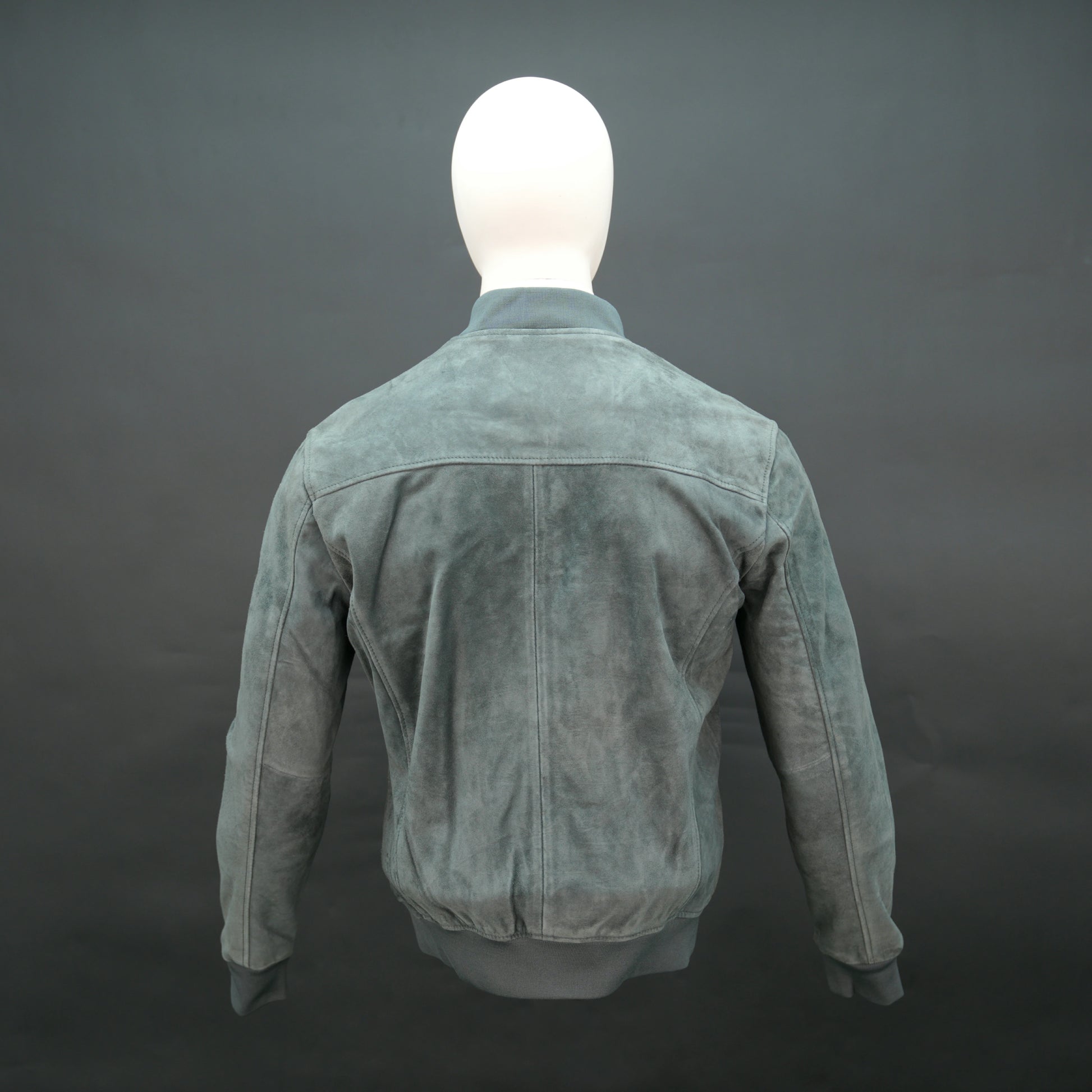 Men's suede jacket with ribbed cuffs and front zip closure