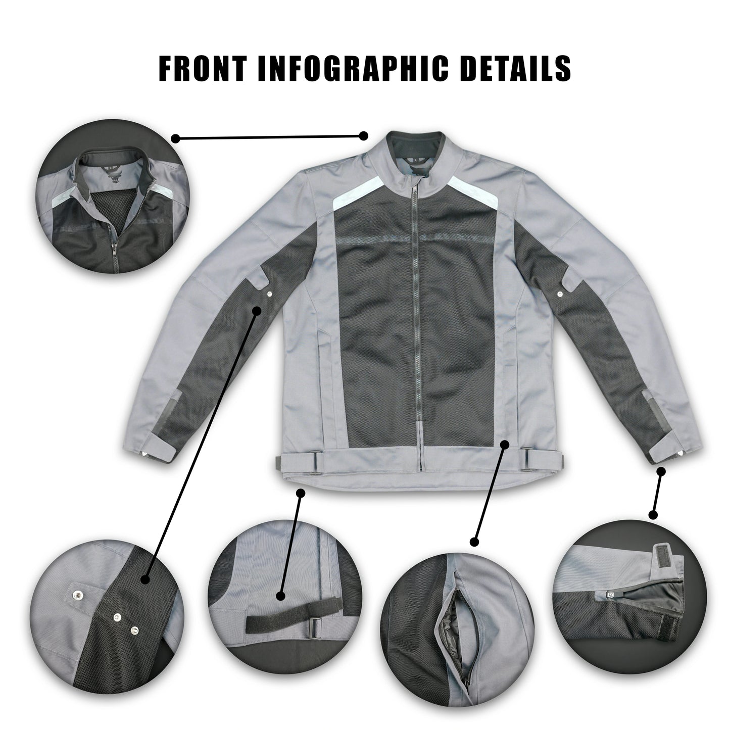 Men's Grey & Black Mesh Motorcycle Riding Jacket - Breathable Summer Bike Jacket with Reflective Strips
#Desiderio #MotorcycleJacket #RidingGear #MeshJacket #SummerRiding #BikerStyle #ProtectiveGear #ReflectiveJacket