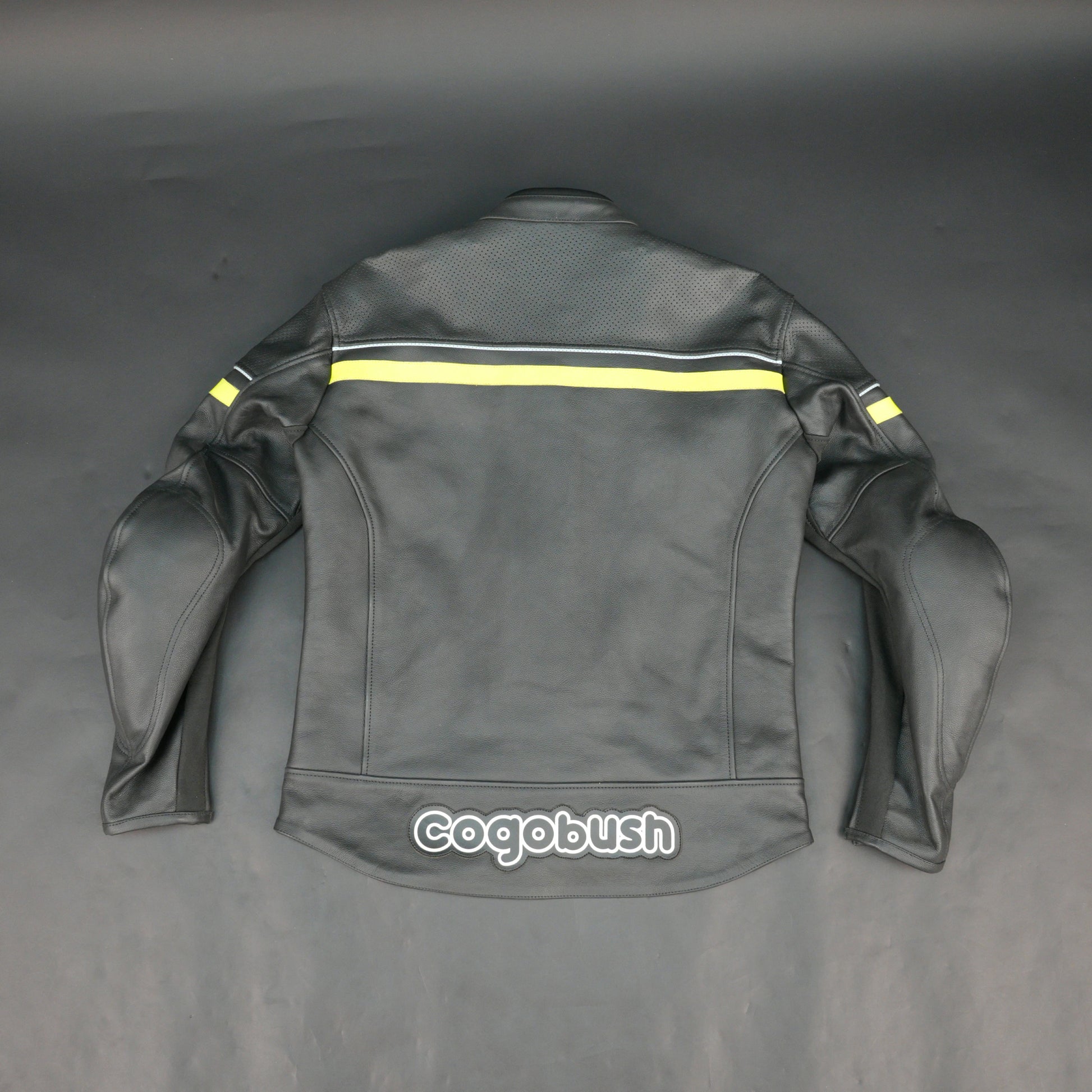 Men's Grey Leather Mesh Motorcycle Jacket with Yellow Reflective Strips - Premium Safety Riding Jacket #Desiderio #MotorcycleJacket #LeatherJacket #RidingGear #BikerStyle #GenuineLeather #SafetyRiding #MensFashion