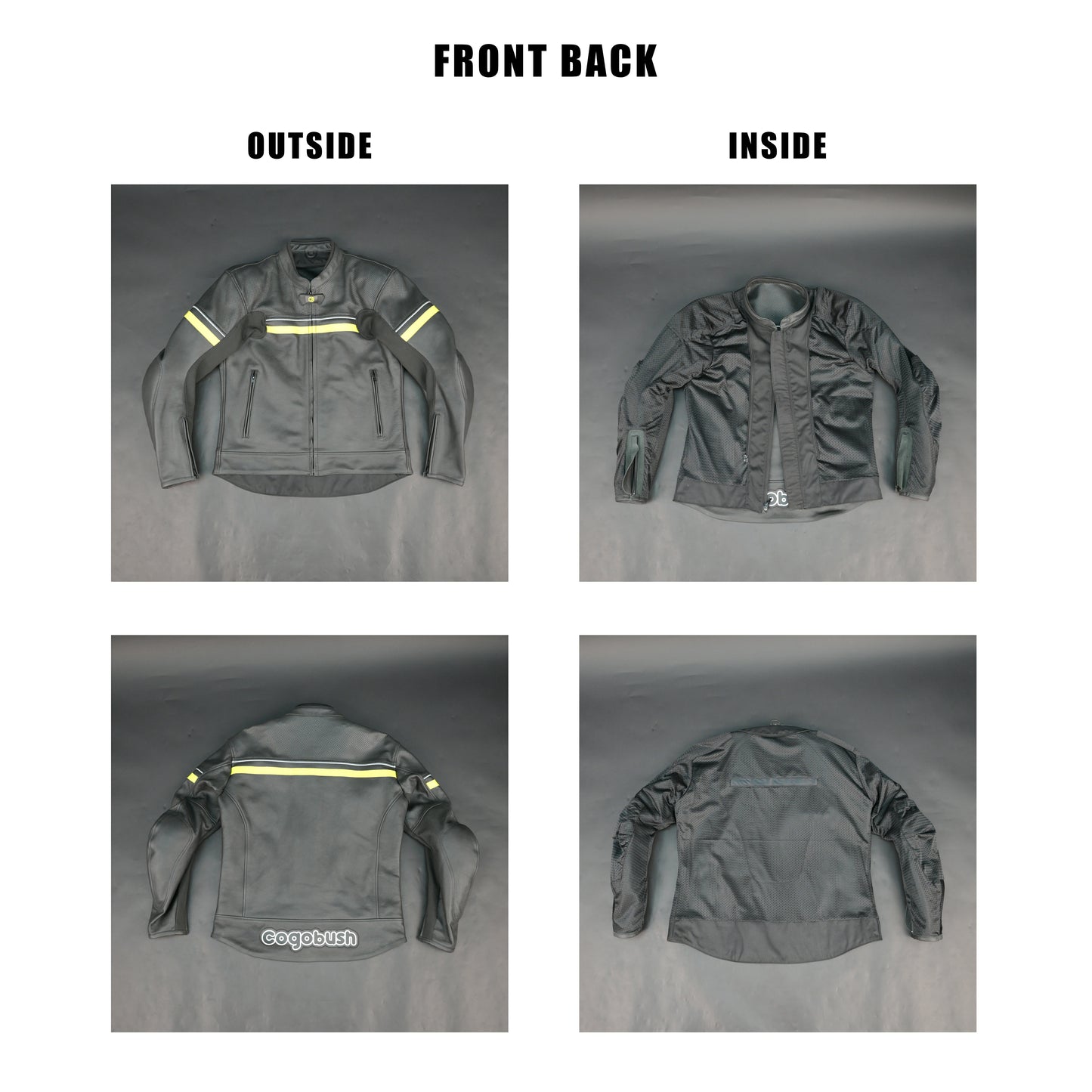 Men's Grey Leather Mesh Motorcycle Jacket with Yellow Reflective Strips - Premium Safety Riding Jacket #Desiderio #MotorcycleJacket #LeatherJacket #RidingGear #BikerStyle #GenuineLeather #SafetyRiding #MensFashion