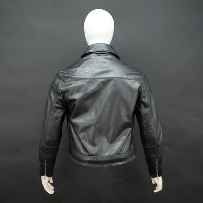 Black leather jacket premium leather, zipper opening, and two front side pockets