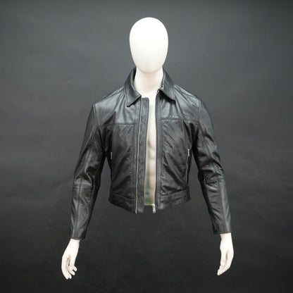 Black leather jacket premium leather, zipper opening, and two front side pockets