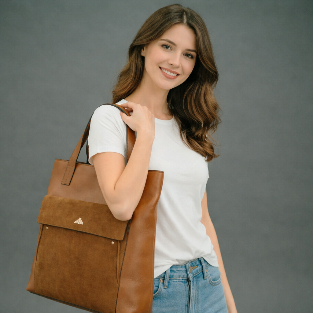 Neverfull Casetto genuine cowhide leather tote bag with spacious interior, strong comfortable handles, and elegant minimalist design—perfect for work, shopping, travel, and everyday use.