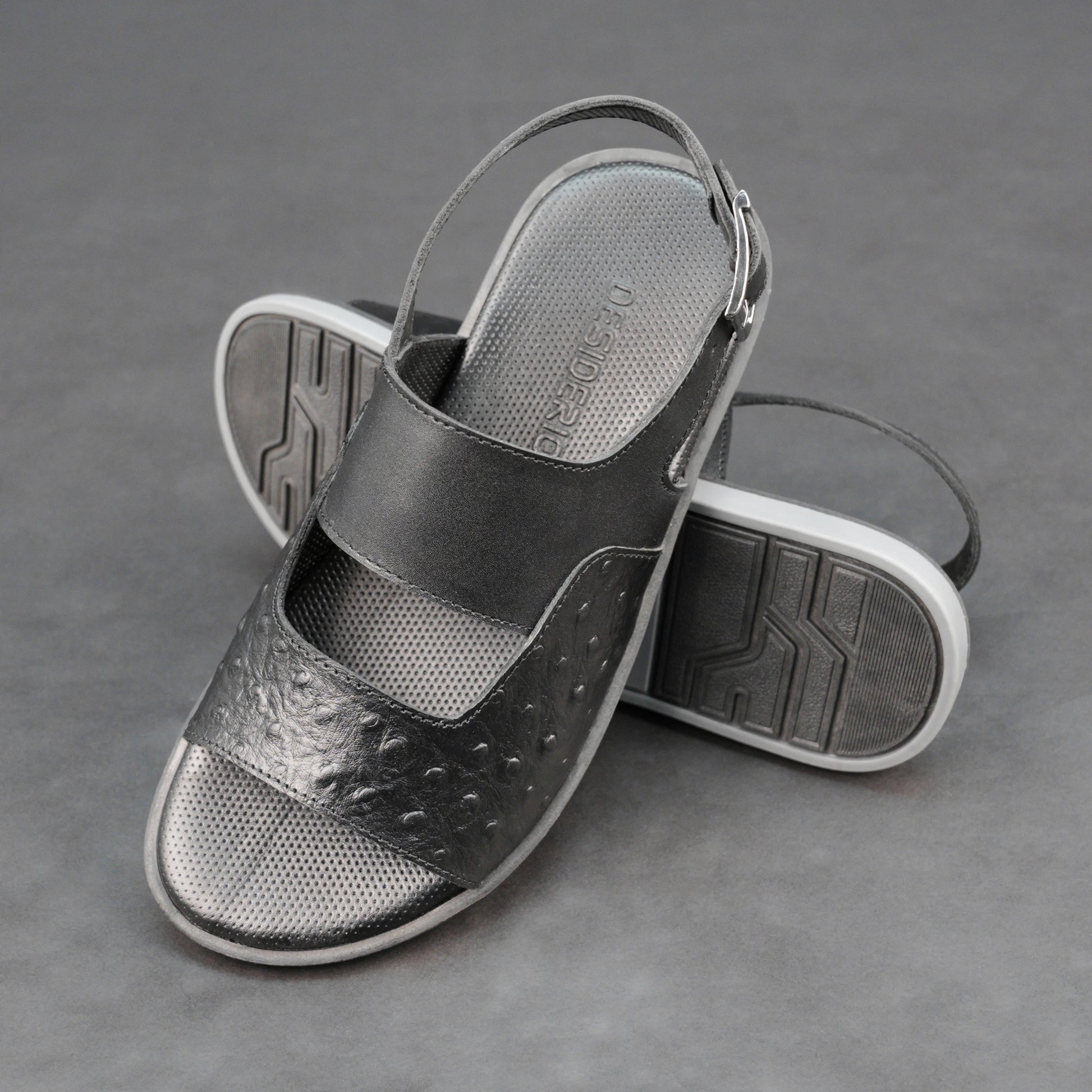 Ostrich Leather Sandal #Desiderio #DesiderioShoes #LeatherSandals #OstrichLeather #MensSandals #MensFootwear #PremiumLeather #CasualFootwear