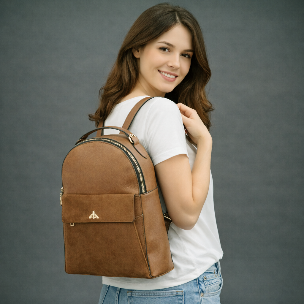 Palm Springs Leather Shoulder Bag in genuine cowhide leather with spacious interior and secure closures, designed for work, travel, and everyday use.
