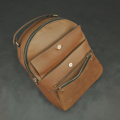 Palm Springs Leather Shoulder Bag in genuine cowhide leather with spacious interior and secure closures, designed for work, travel, and everyday use.