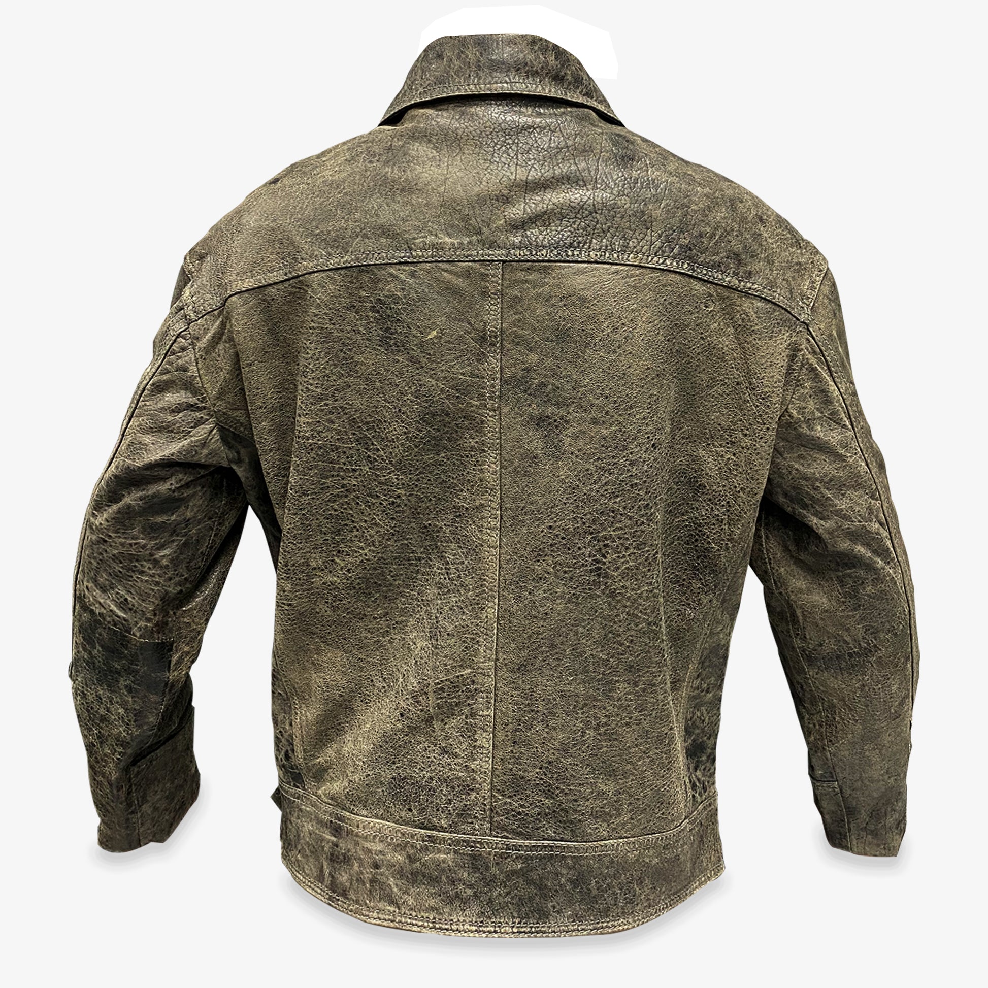Men’s black and grey cow leather Perfecto jacket with side zip closure, two functional pockets, and a sleek, versatile design combining style and functionality