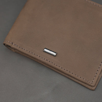 Premium chocolate leather wallet, slim, durable, and lightweight holds 10 cards with 2 cash compartments.