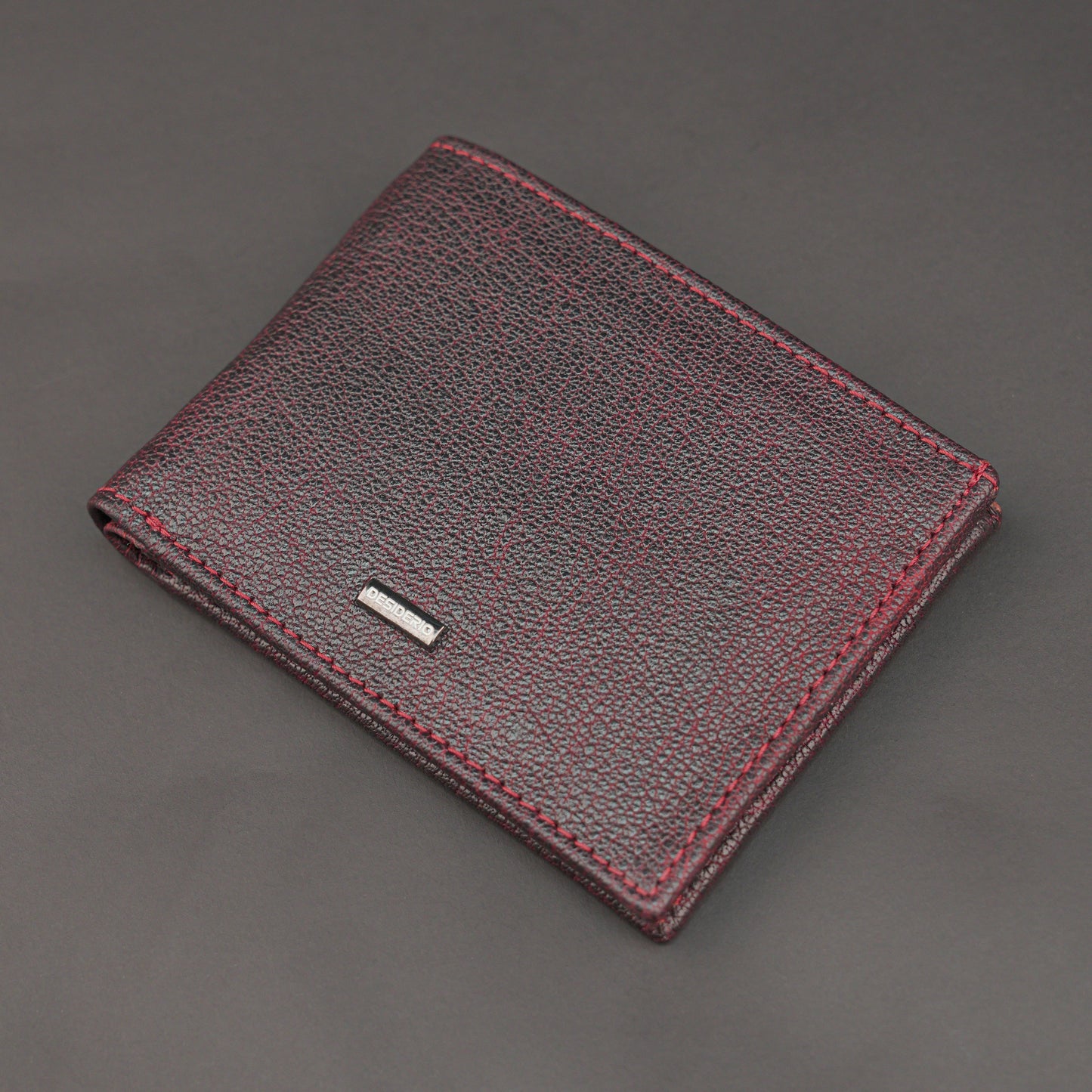 Premium maroon leather wallet, slim, durable, and lightweight holds 10 cards with 2 cash compartments.