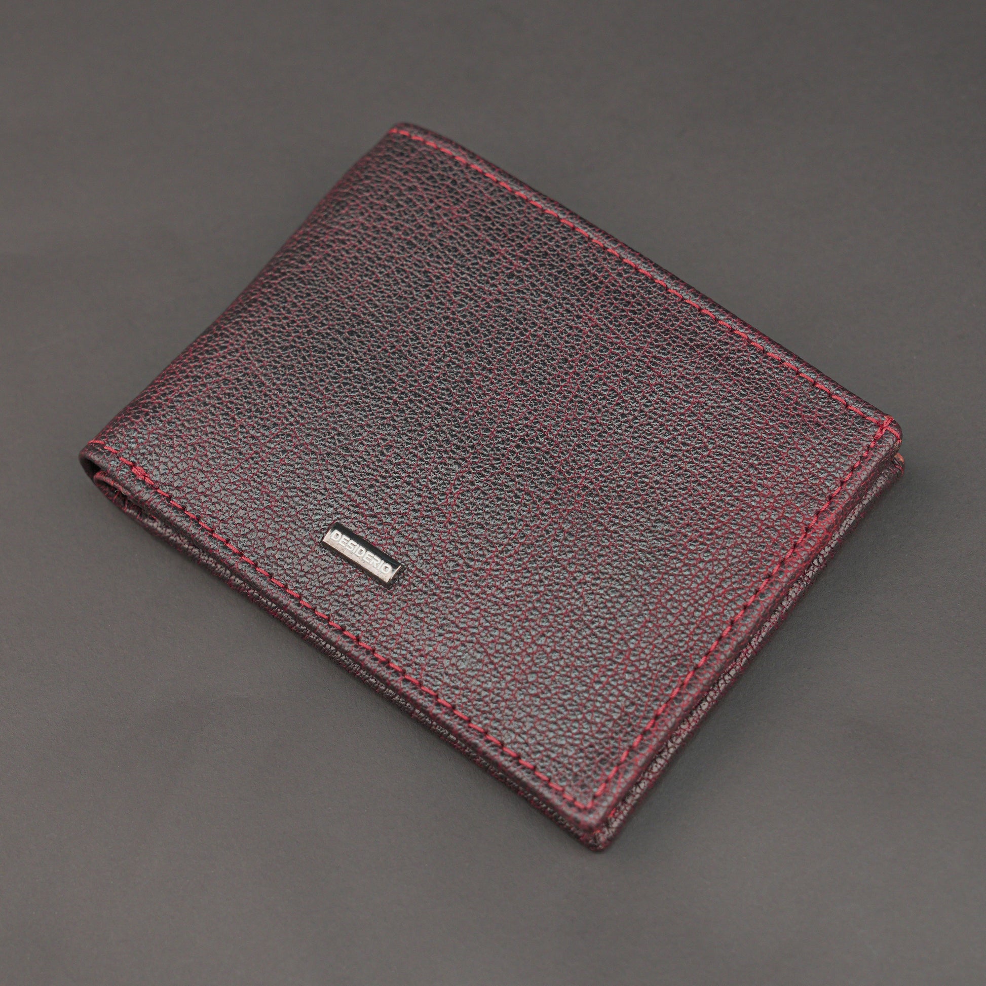 Premium maroon leather wallet, slim, durable, and lightweight holds 10 cards with 2 cash compartments.