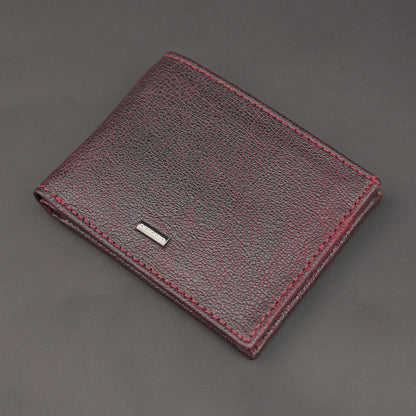 Premium maroon leather wallet, slim, durable, and lightweight holds 10 cards with 2 cash compartments.