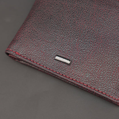 Premium maroon leather wallet, slim, durable, and lightweight holds 10 cards with 2 cash compartments.