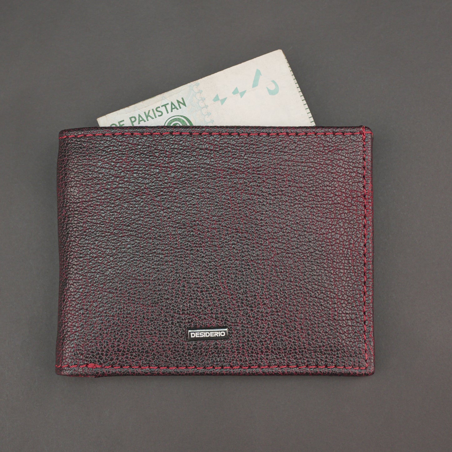 Premium maroon leather wallet, slim, durable, and lightweight holds 10 cards with 2 cash compartments.