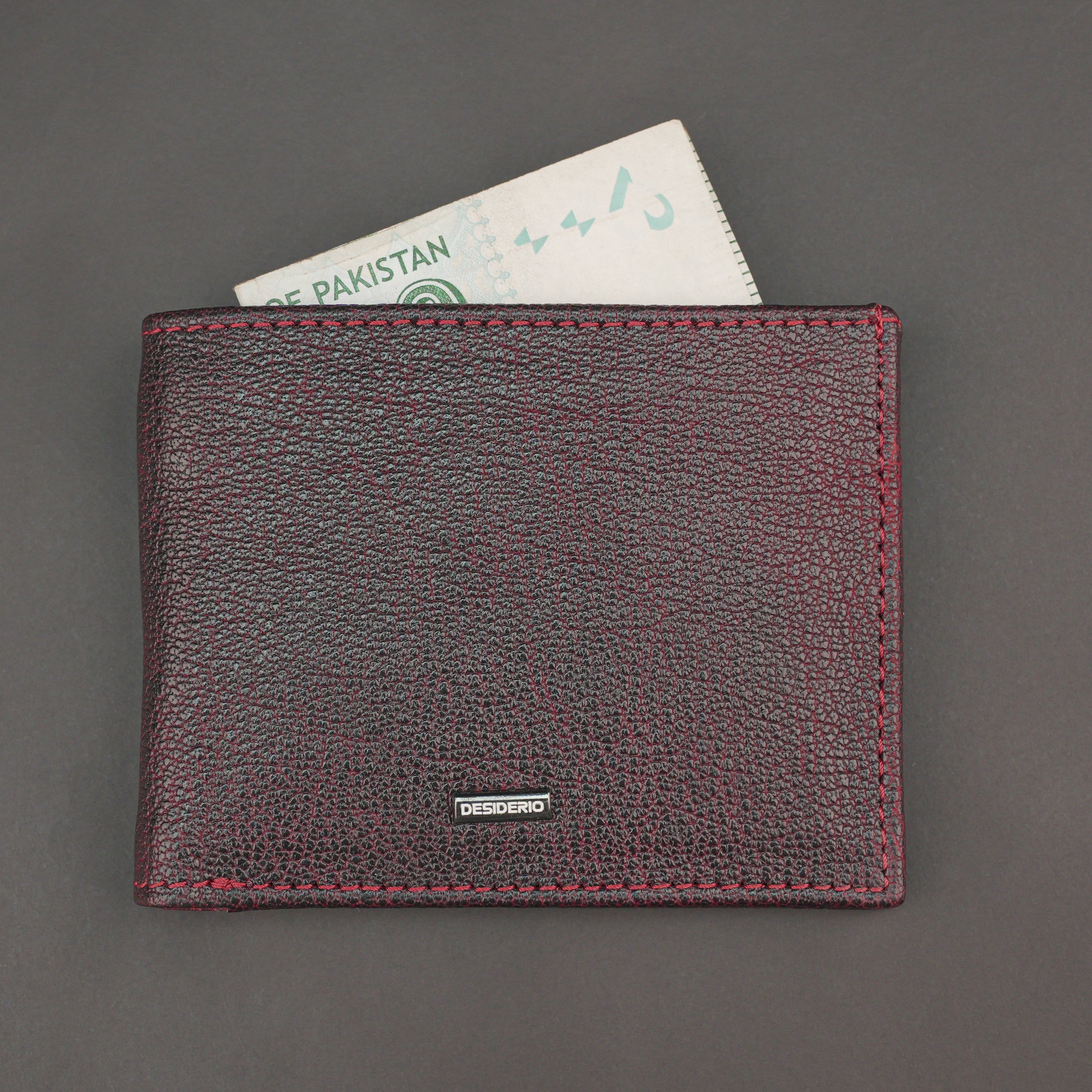 Premium maroon leather wallet, slim, durable, and lightweight holds 10 cards with 2 cash compartments.
