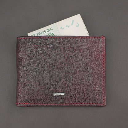 Premium maroon leather wallet, slim, durable, and lightweight holds 10 cards with 2 cash compartments.
