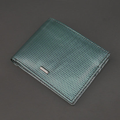 Premium green-blue leather wallet, sleek and compact holds 6 cards, 1 ID, and 2 cash compartments for everyday use.