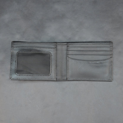 Black leather wallet with 10 card slots and 2 cash compartments, sleek, slim, and durable for everyday use
