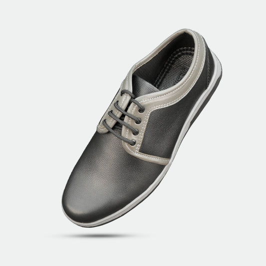 Black cow Chalsia leather shoes with breathable mesh lining and TPR sole for everyday comfort, grip, and durability