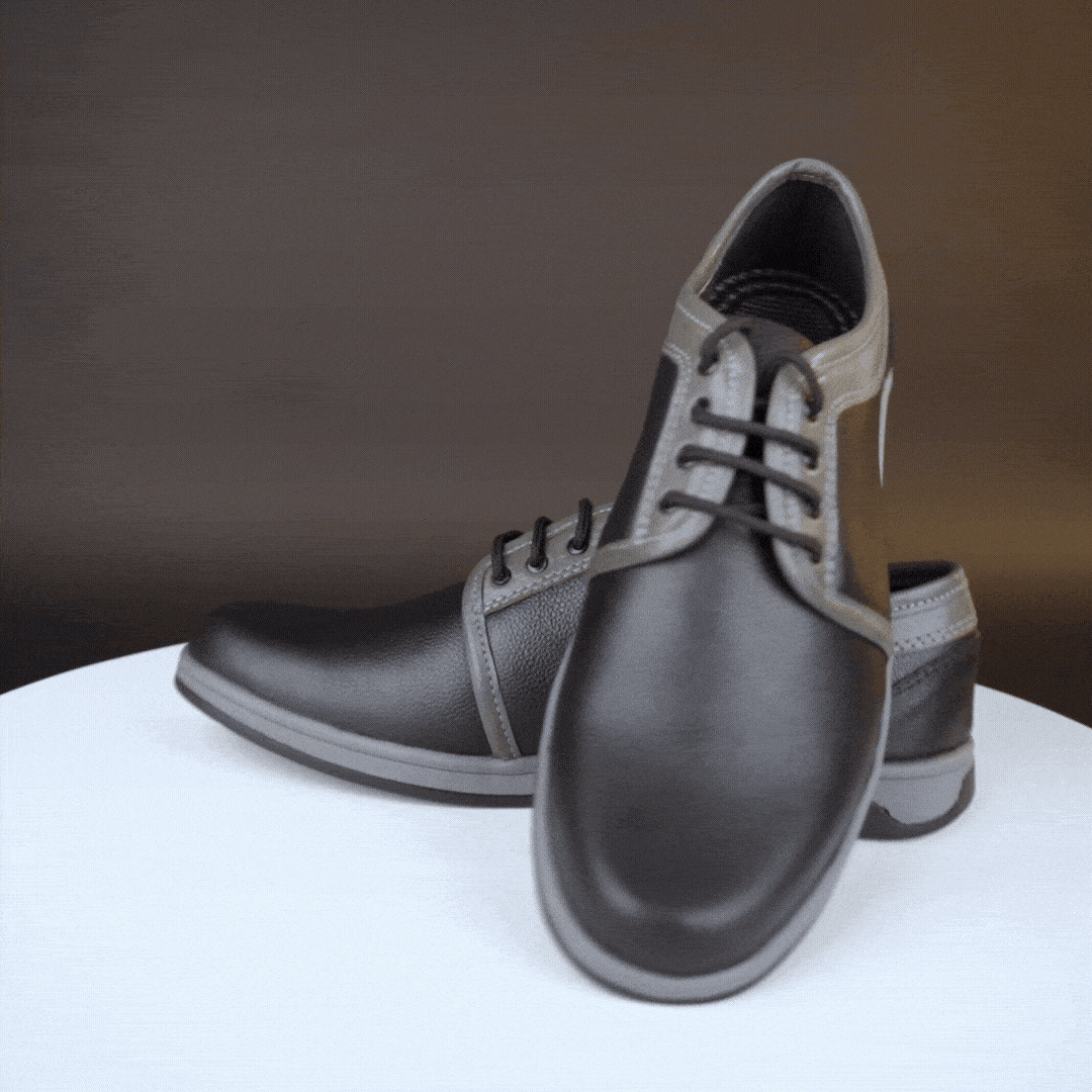 Black cow Chalsia leather shoes with breathable mesh lining and TPR sole for everyday comfort, grip, and durability