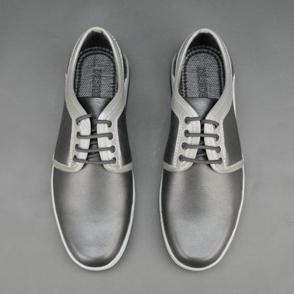Black cow Chalsia leather shoes with breathable mesh lining and TPR sole for everyday comfort, grip, and durability