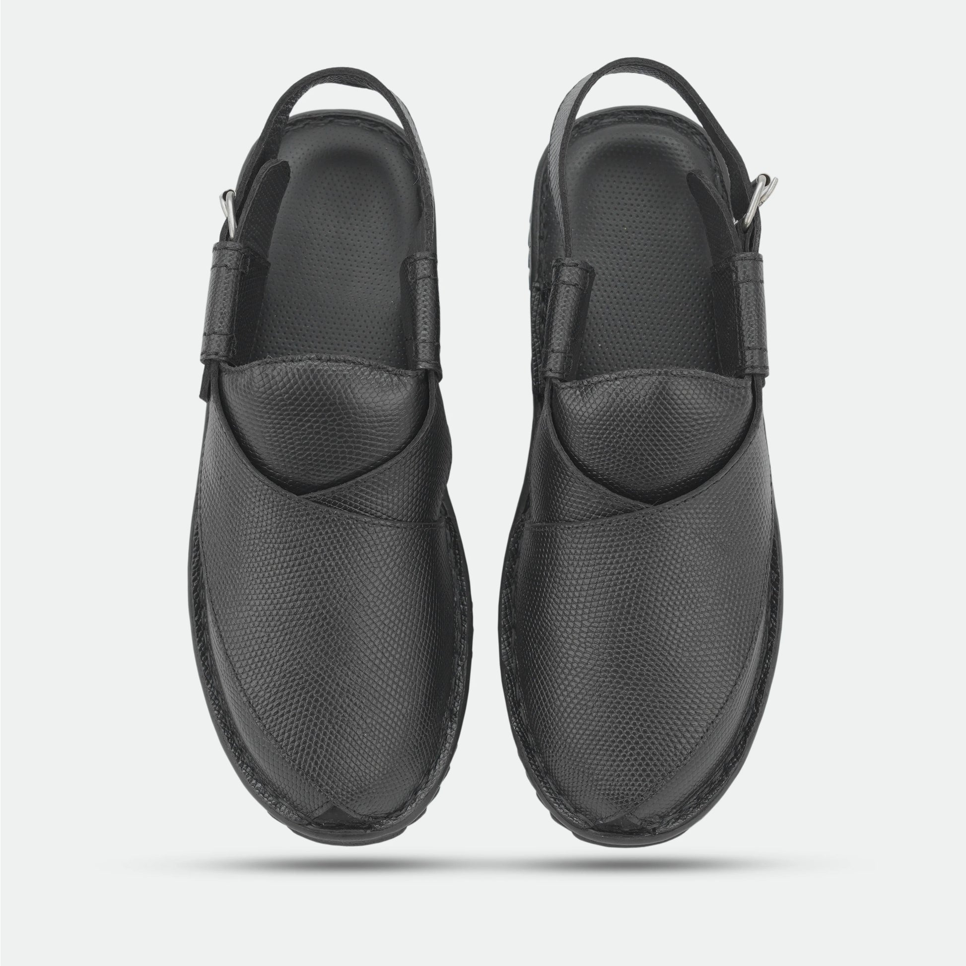 Black handmade genuine leather Peshawari with classic style, comfort, and durable everyday wear