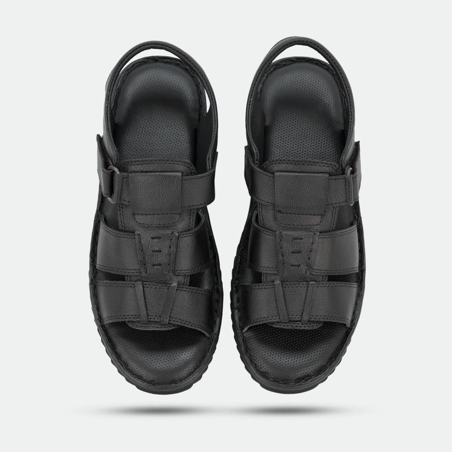 Black handmade genuine leather sandal with classic design, comfort, and durable build for everyday and traditional wear