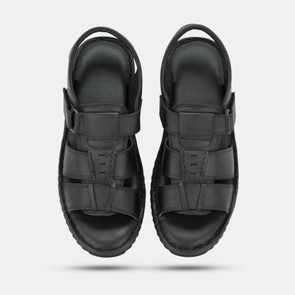 Black handmade genuine leather sandal with classic design, comfort, and durable build for everyday and traditional wear