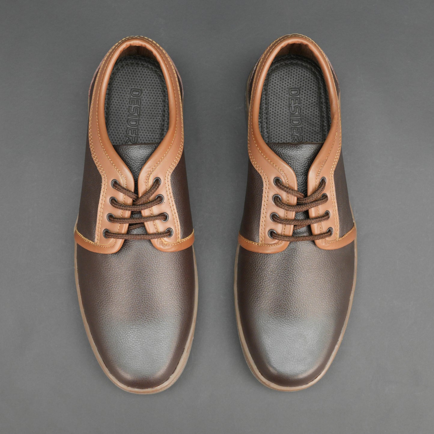Brown cow Chalsia leather shoes with breathable mesh lining and TPR sole for comfort, grip, and durability
