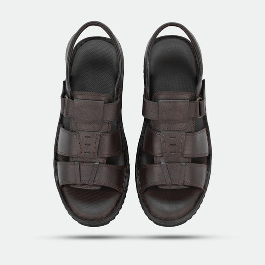 Brown handmade genuine leather sandal with timeless design, comfort, and durability for everyday wear