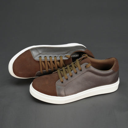 Brown mesh-lined shoes with non-woven insole and TPR sole for breathable comfort and durability