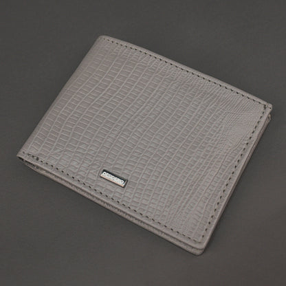 Premium grey leather wallet, sleek and compact holds 6 cards, 1 ID, and 2 cash compartments for everyday use.