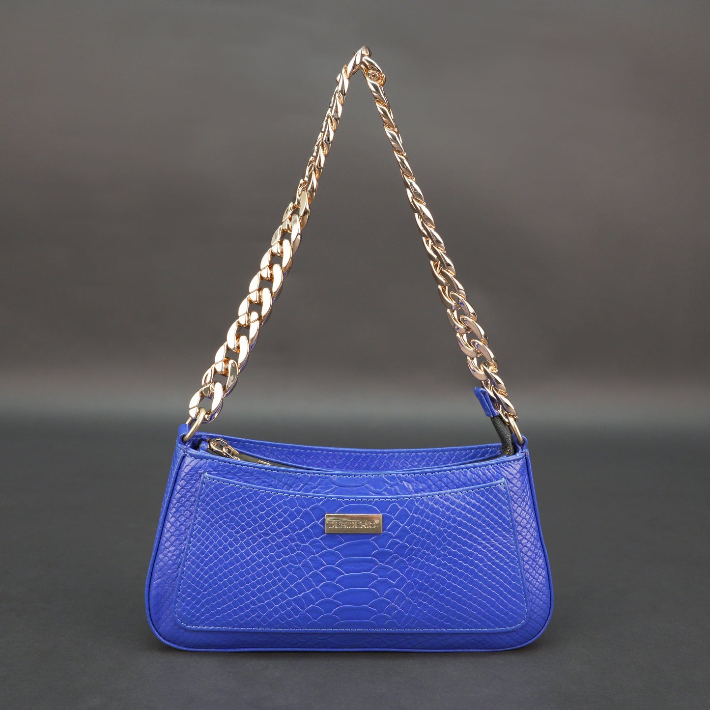 Real leather handbag with gold chain, spacious compartment, zipper pocket, outer pocket, available in multiple colors for daily use