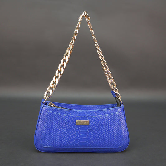 Real leather handbag with gold chain, spacious compartment, zipper pocket, outer pocket, available in multiple colors for daily use