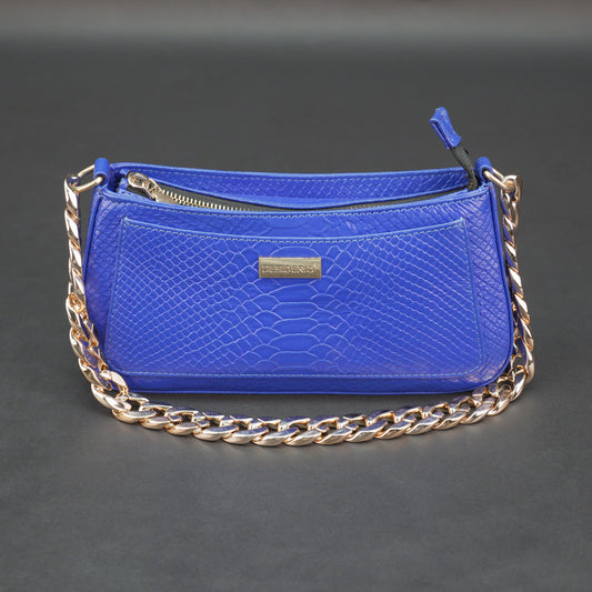 Real leather handbag with gold chain, spacious compartment, zipper pocket, outer pocket, available in multiple colors for daily use