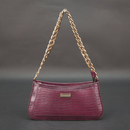 Real leather handbag with gold chain, spacious compartment, zipper pocket, outer pocket, available in multiple colors for daily use