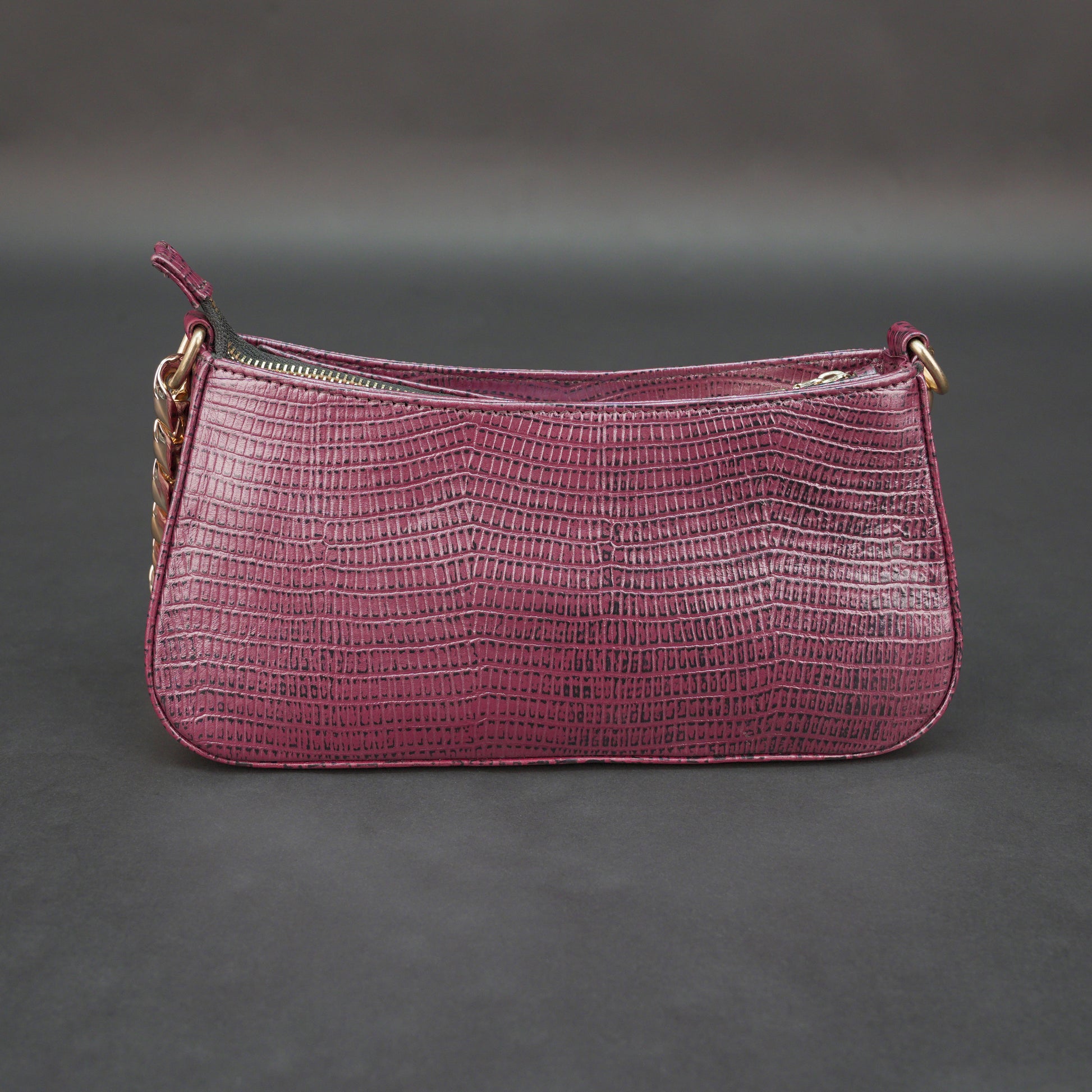 Real leather handbag with gold chain, spacious compartment, zipper pocket, outer pocket, available in multiple colors for daily use