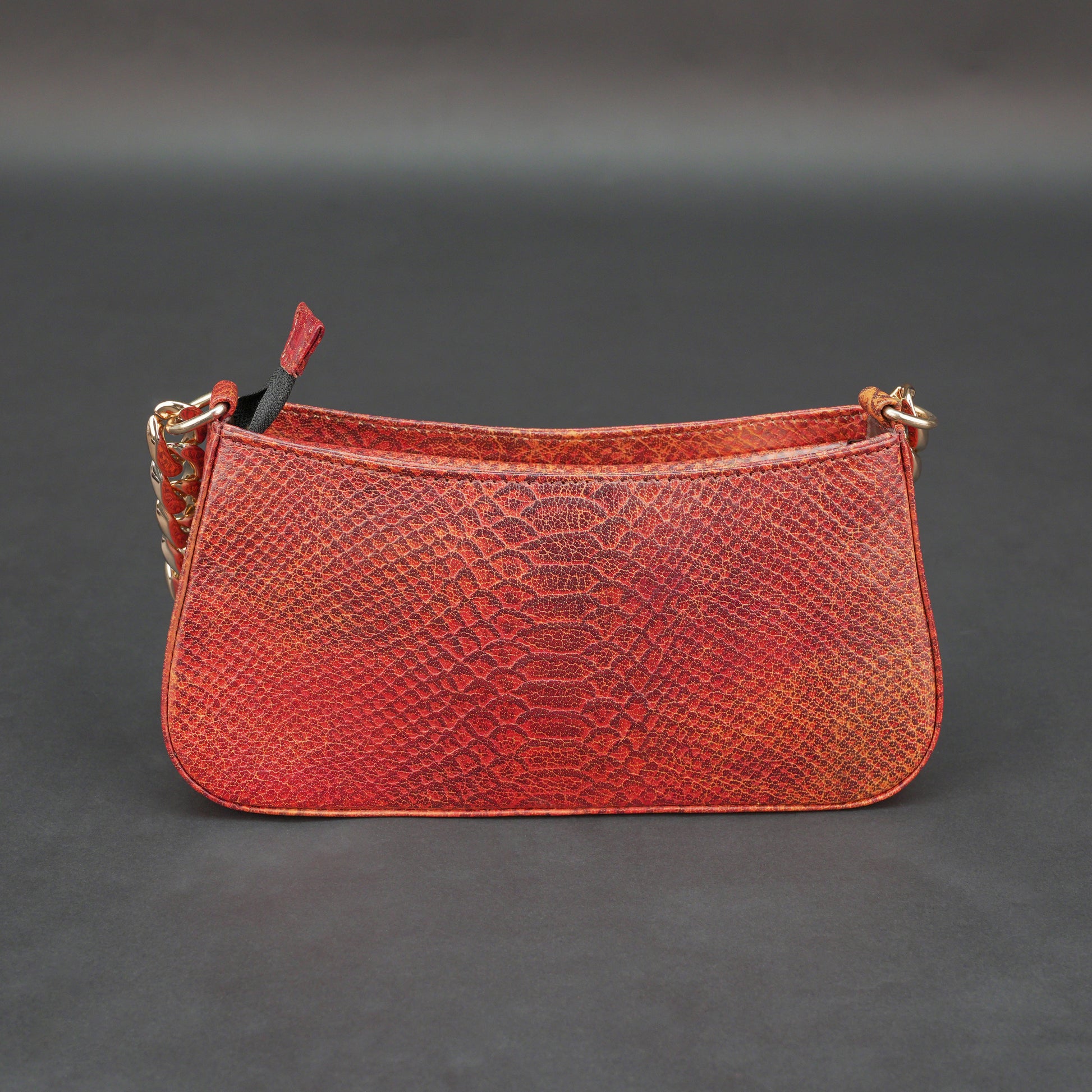 Real leather handbag with gold chain, spacious compartment, zipper pocket, outer pocket, available in multiple colors for daily use