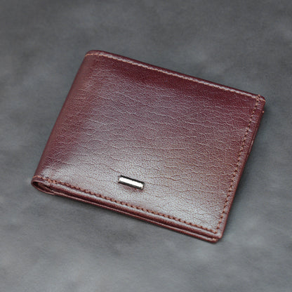 Maroon leather wallet with 10 card slots and 2 cash compartments, sleek and durable for everyday use